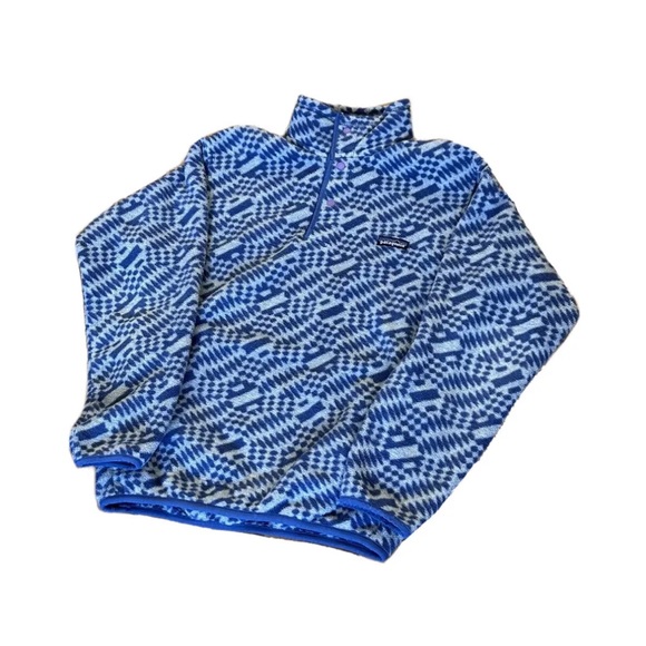 Vintage 1998 Patagonia Synchilla Snap-t P’op Aztec True Blue Size XS Made in USA - Picture 3 of 9